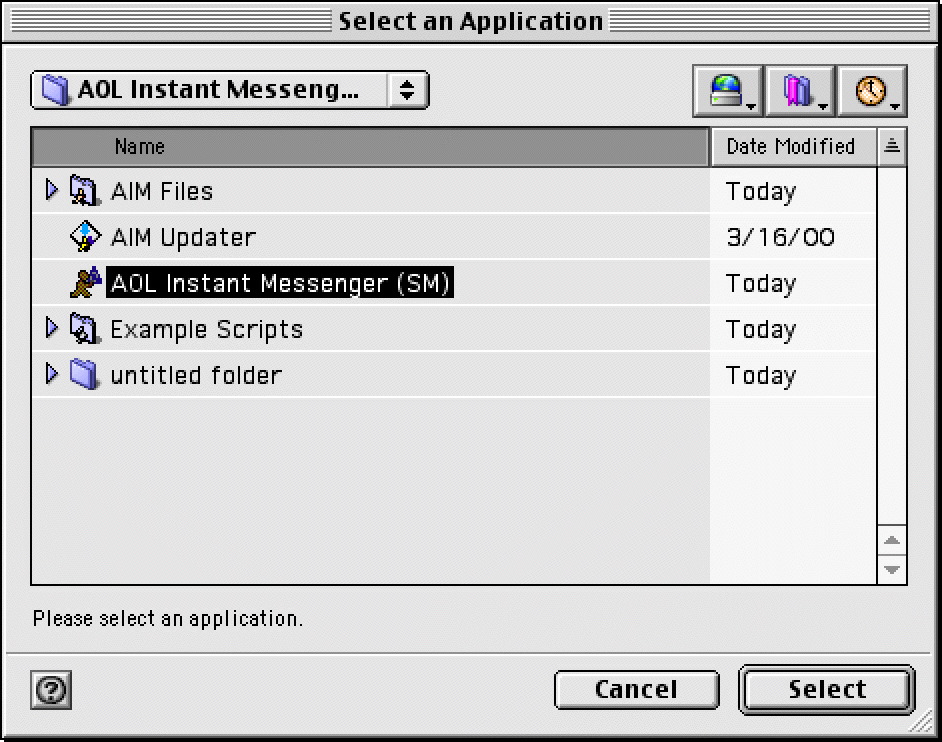 Select an Application file picker